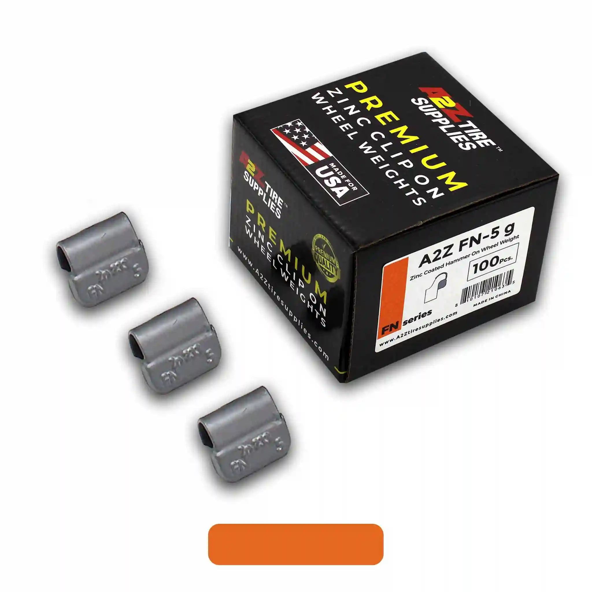 FN Series 5g Rust-Proof Epoxy Coated Zinc Hammer-On Wheel Weights — Box of 100