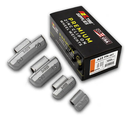 A2Z-FN-SET - FN 5g, 10g, 15g, 20g Zinc Clip-on Wheel Weights - 25 Each - A2Z Tire Supplies