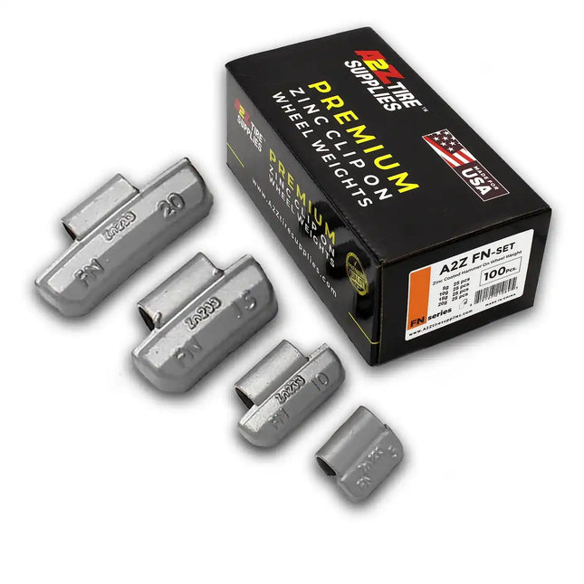 A2Z-FN-SET - FN 5g, 10g, 15g, 20g Zinc Clip-on Wheel Weights - 25 Each - A2Z Tire Supplies