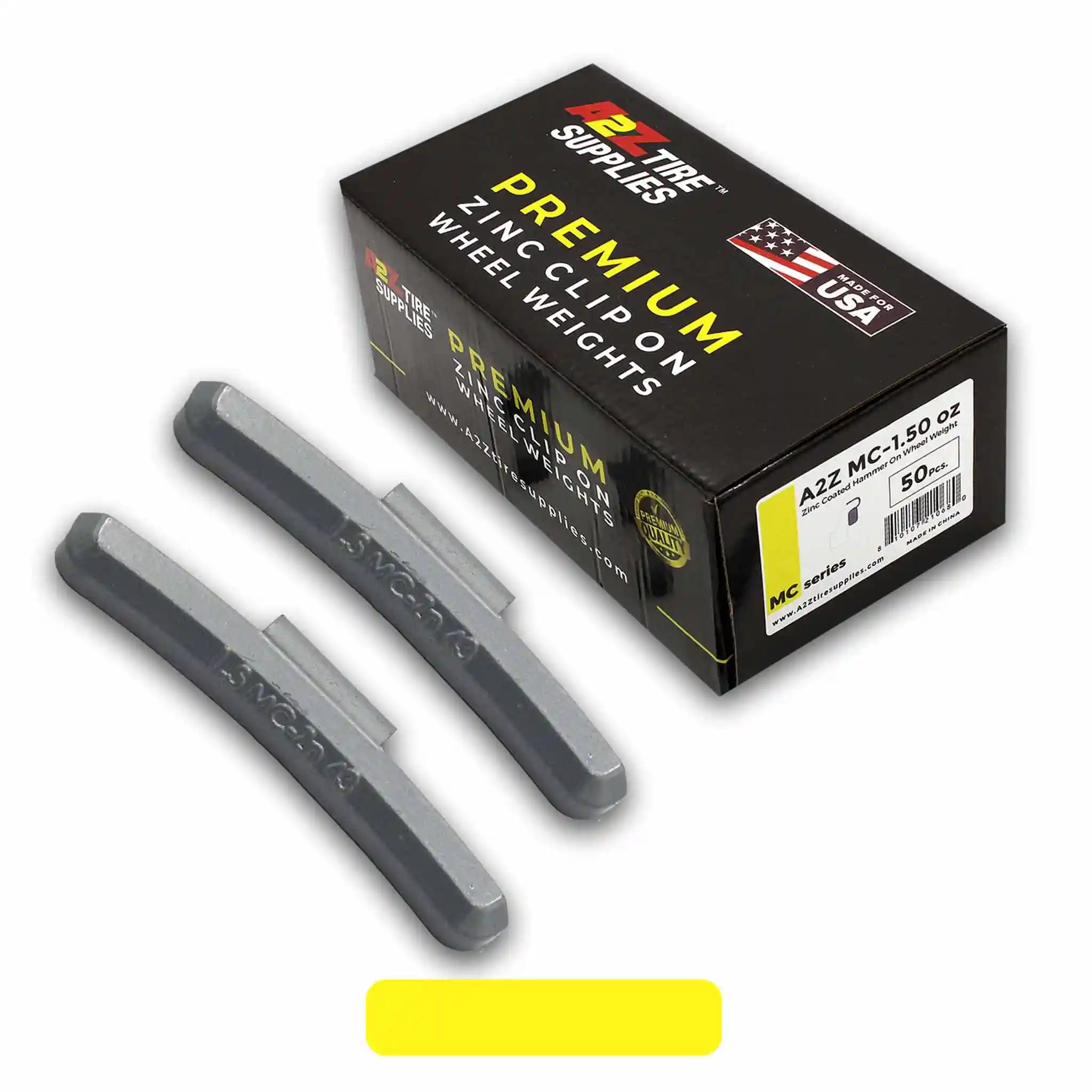 MC Series 1.50‑oz Rust-Proof Epoxy Coated Zinc Hammer‑On Wheel Weights — Box of 50