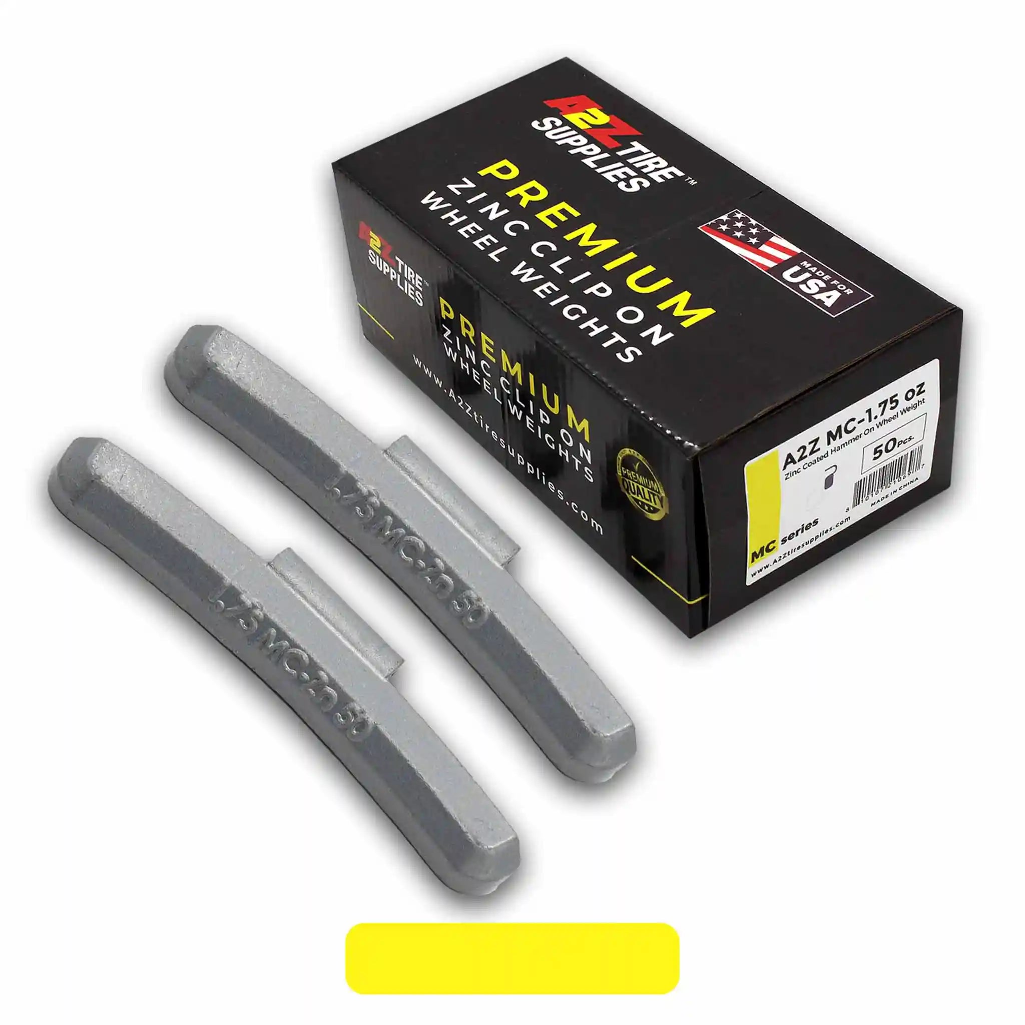 MC Series 1.75‑oz Rust-Proof Epoxy Coated Zinc Hammer‑On Wheel Weights — Box of 50