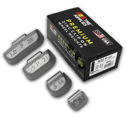 A2Z-P-SET - P 0.25, 0.50, 0.75, 1.0 oz Zinc Clip-on Wheel Weights - 25 Each - A2Z Tire Supplies