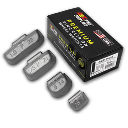 P SET 0.25-oz, 0.50-oz, 0.75-oz, 1.0-oz Zinc Hammer-On Wheel Weights - (25 Each Size)