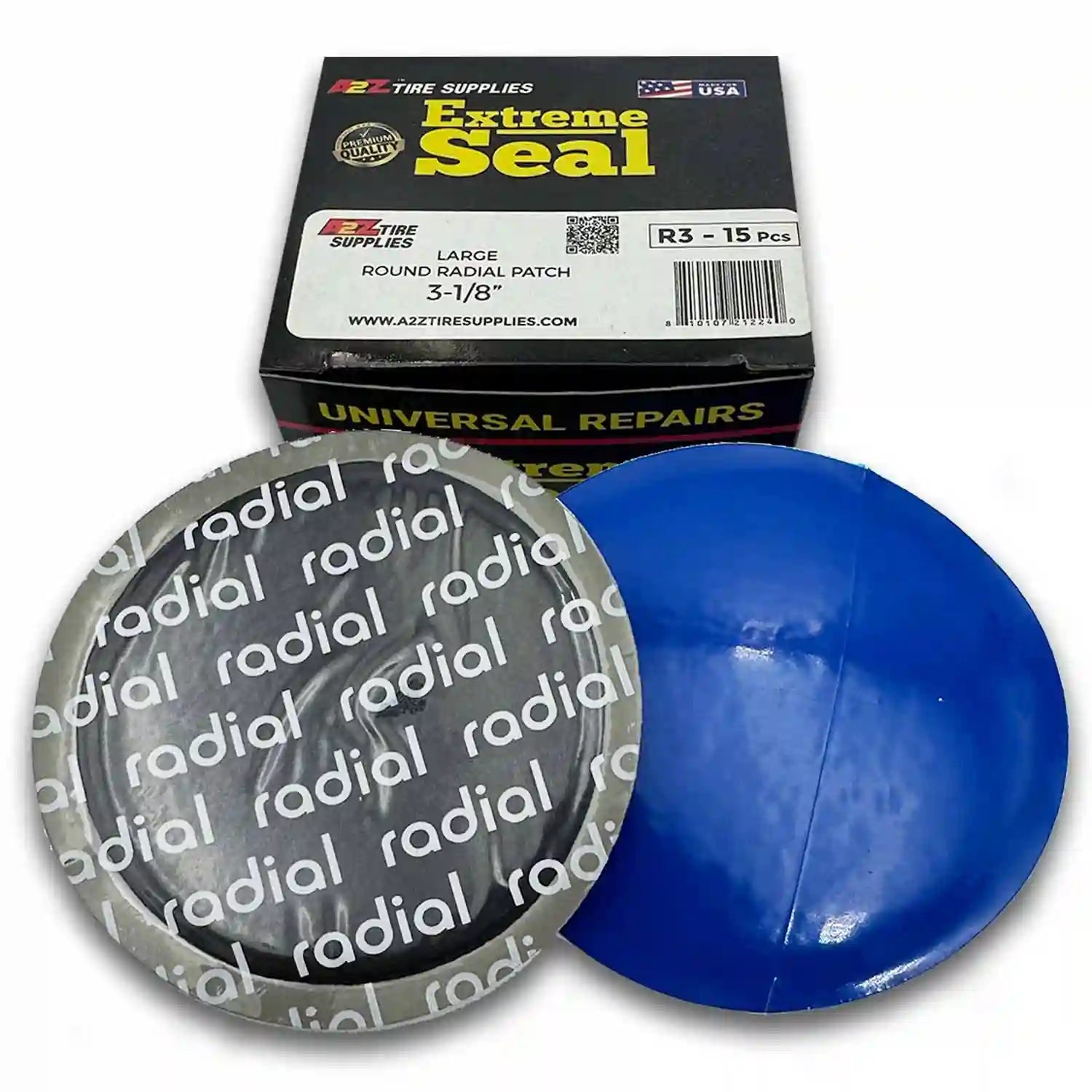 Large Round Radial Ply  3-1/8" Tubeless Tire Patches - (15 PCS)