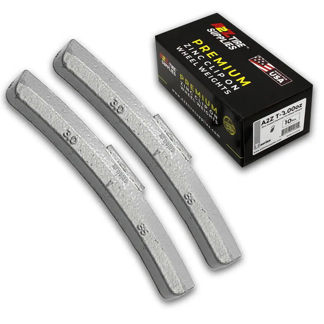 A2Z-ZN-T-3.0 - T Profile 3.0 oz Rust-Proof Zinc Clip-on Wheel Weights Box of 10 - A2Z Tire Supplies