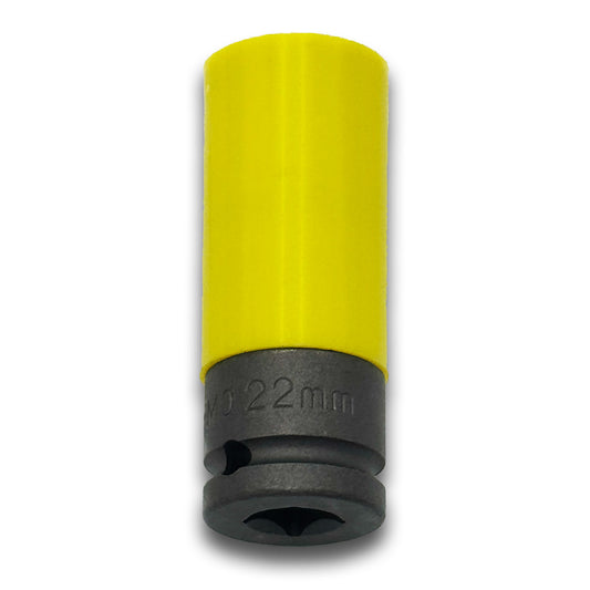 Thin-wall 22mm Steel Socket with Plastic Sleeve to Protect Wheels 1/2" Drive - Metric (Made in Taiwan) - a2ztiresupplies