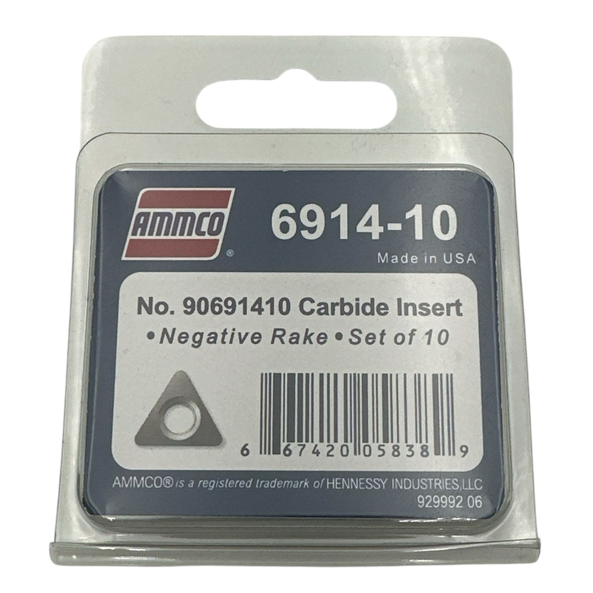 Carbide Rake Insert AMMCO 6914 Negative Rake Carbide Bits for Brake Lathes, 10-Pack