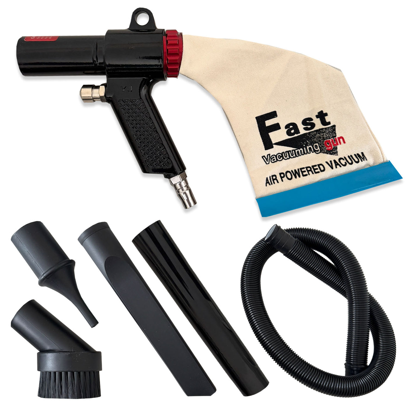 Air-Powered Vacuum Gun with 6-Piece Attachment Kit Tire Repair Debris Removal
