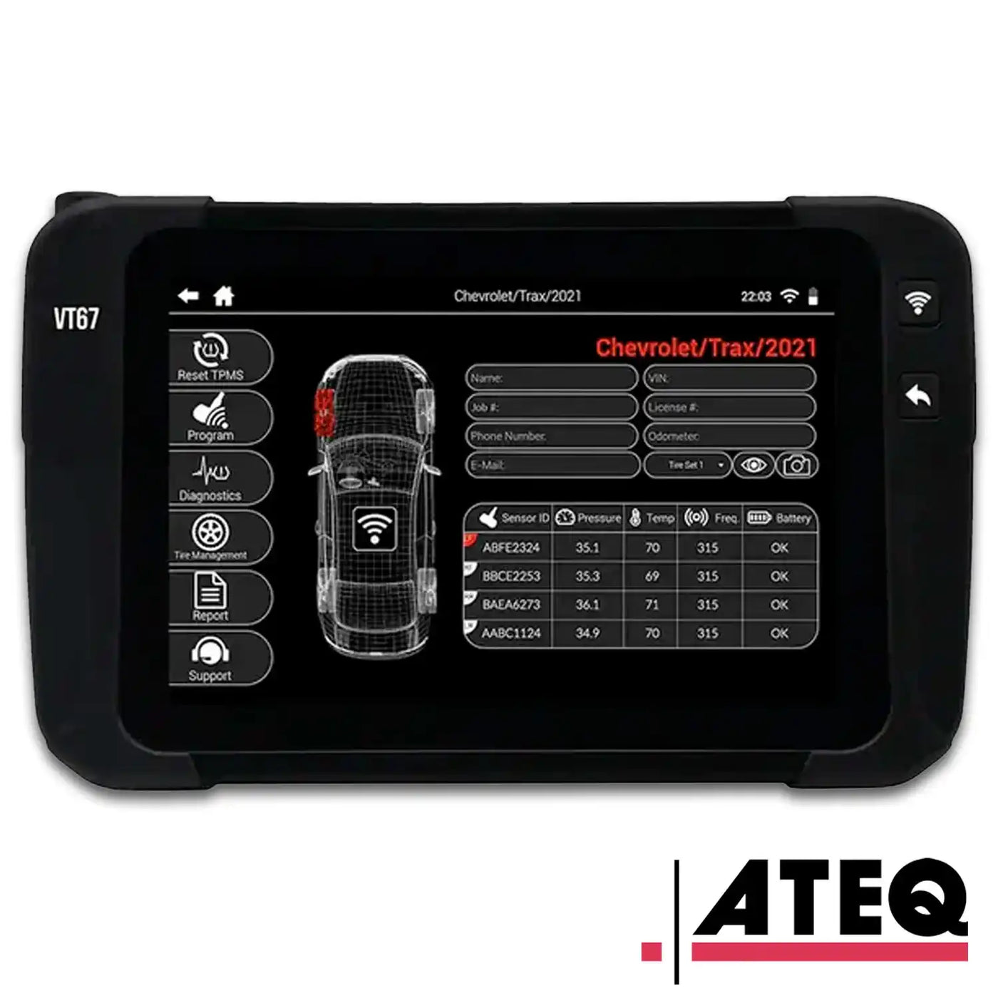 ATEQ VT67 TPMS Diagnostic Tablet – 100% Vehicle Coverage, Relearn, SGW & Cloud Ready