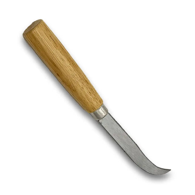 Curved Tire Repair Skiving Knife - Wooden Handle, Inner Liner Trimming & Prep