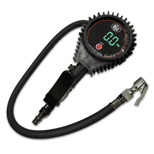 Digital Tire Air Inflator Gauge with Locking Clip-On Chuck