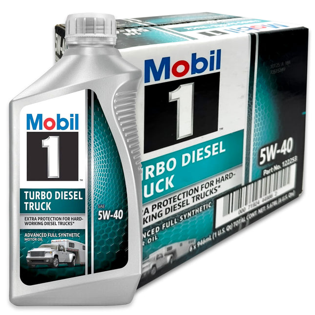 6-Pack Mobil 1 5W-40 Turbo Diesel Truck Full Synthetic Motor Oil, 1 QT