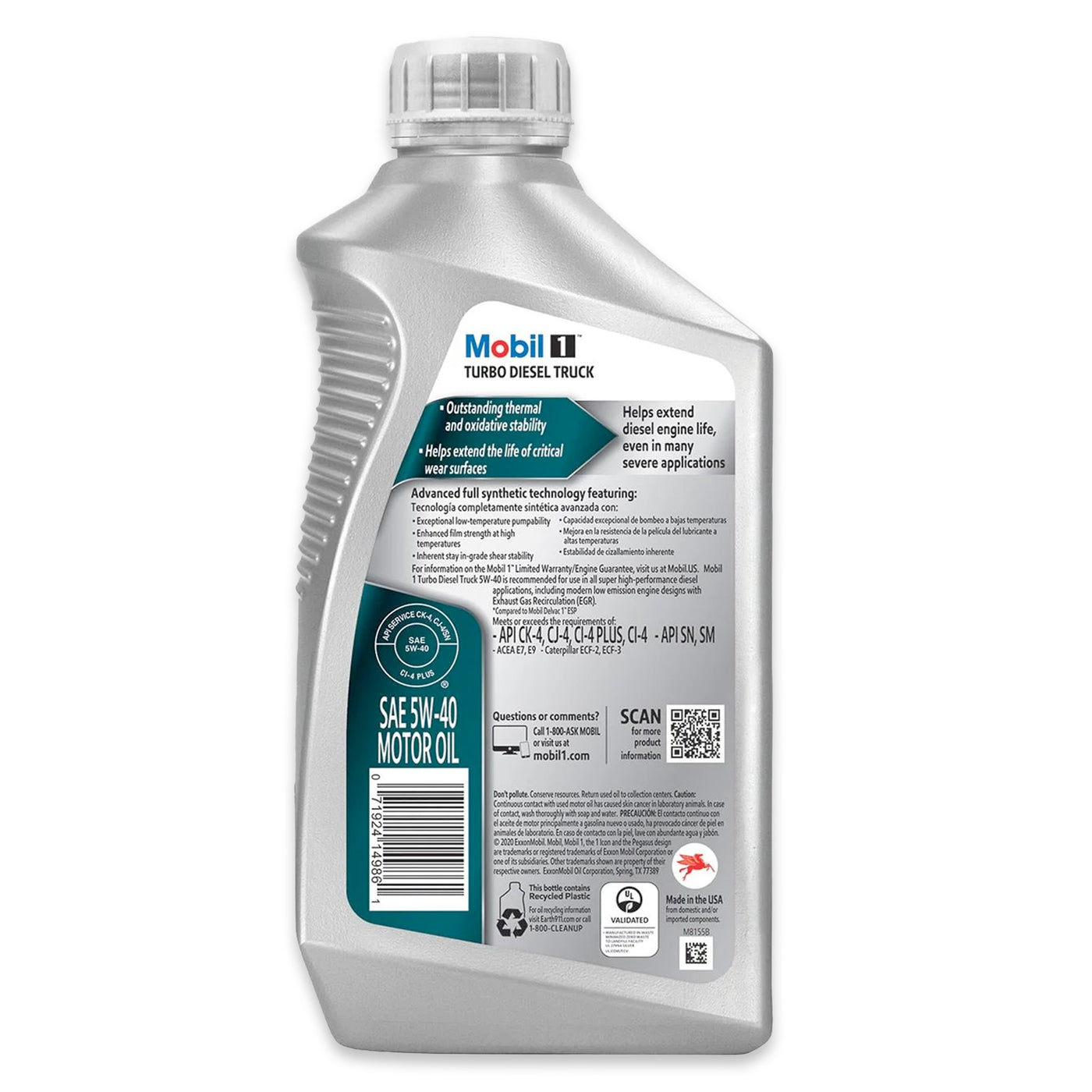6-Pack Mobil 1 5W-40 Turbo Diesel Truck Full Synthetic Motor Oil, 1 QT, additional view 3