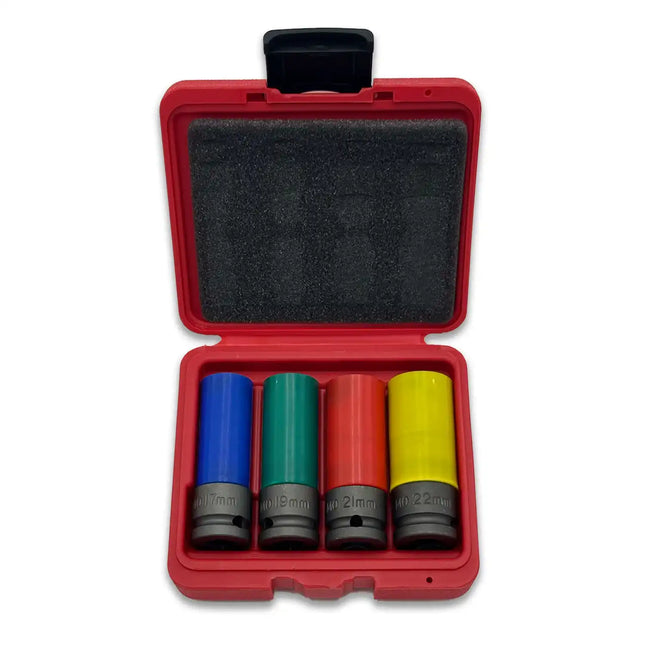 4 Piece Thin-wall 1/2" Socket Set Wheel-Friendly (17mm, 19mm, 21mm, 22mm) 1 Each