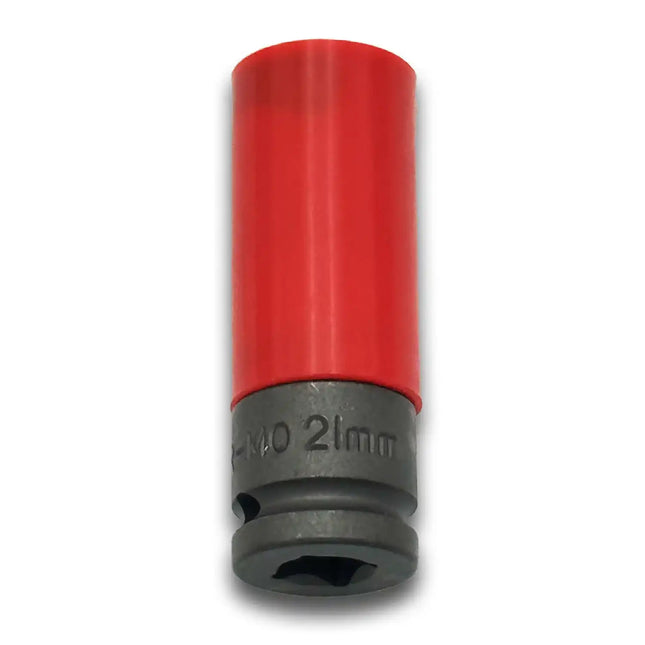 Thin-wall 21mm Steel Socket with Plastic Sleeve to Protect Wheels 1/2" Drive, Metric