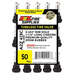 TR413C Chrome Sleeve Rubber Tire Valve Stem - 0.453", alternate view