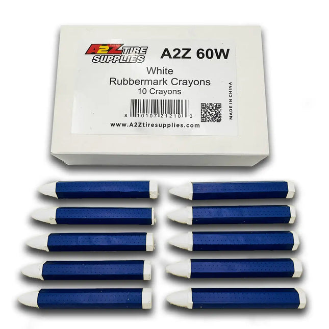 White Rubber-Safe Tire Marking Crayon - 10/Box, High-Visibility Marks on All Tires
