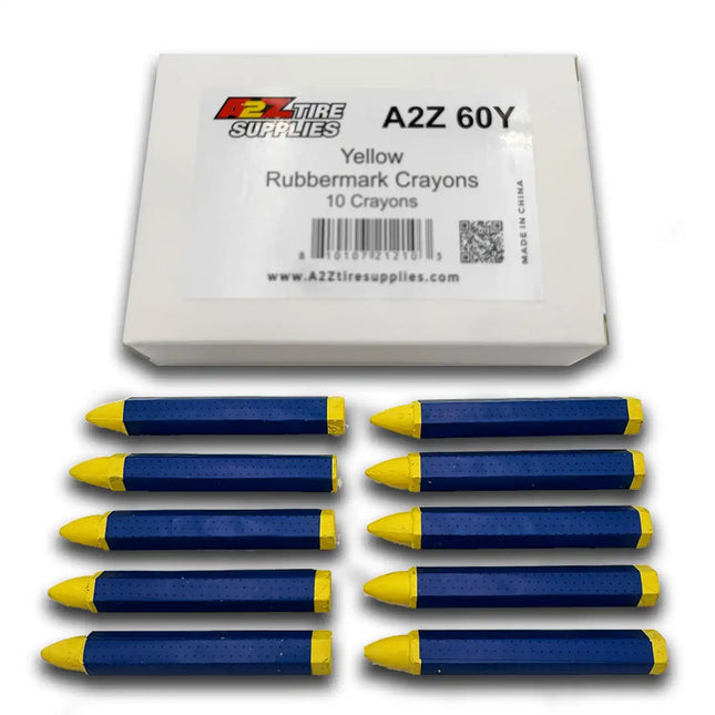 Yellow Rubber-Safe Tire Marking Crayon - 10/Box, High-Visibility Marks on All Tires