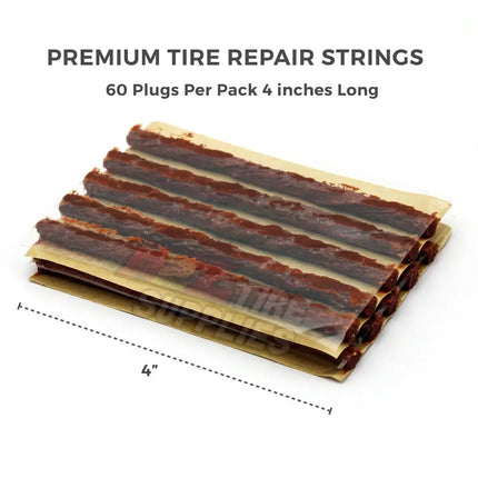 A2Z-405-60 - 4" Brown Thick Self-Vulcanizing Tire Repair Plug String Inserts - A2Z Tire Supplies