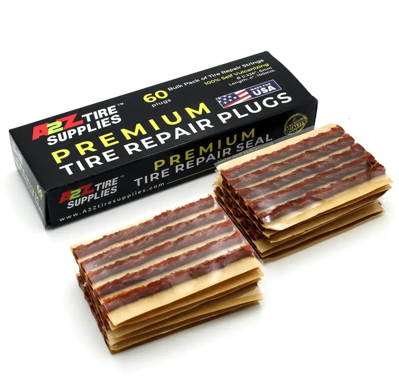 4" Brown Self-Vulcanizing Tire Plug String Inserts – Universal Fit | 60, 120 & 240 Pack