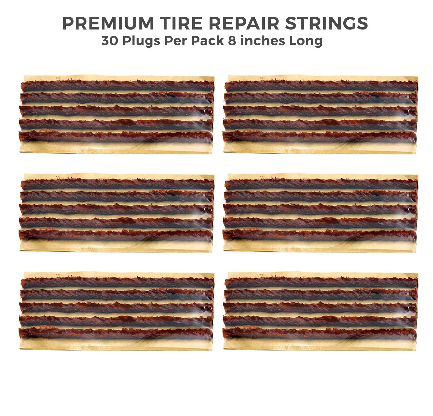 A2Z-408-30 8" Brown Self-Vulcanizing Tire Plug String Inserts For Tubeless Flat Tire Puncture Repair Seal - A2Z Tire Supplies
