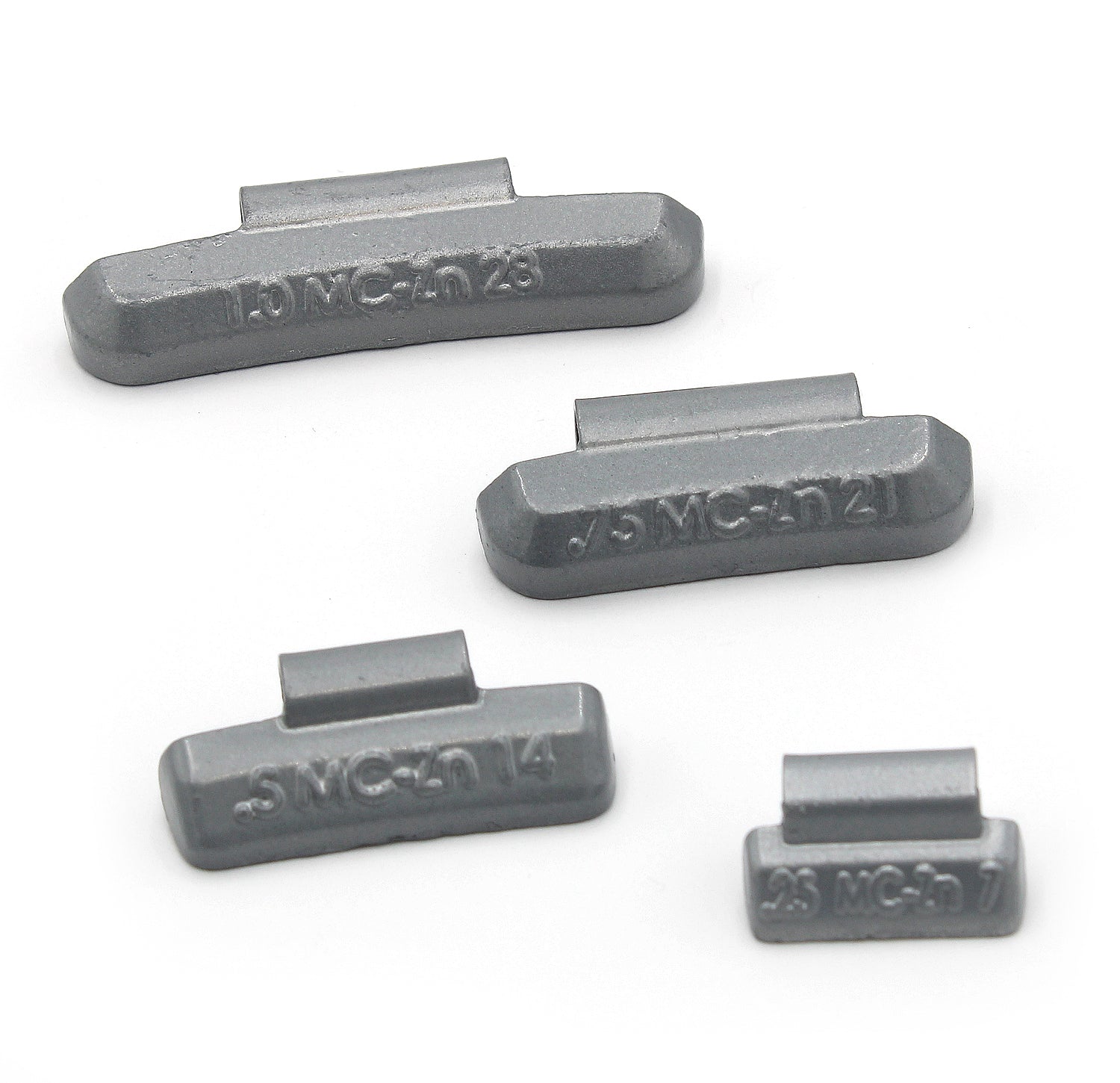 MC SET 0.25-oz, 0.50-oz, 0.75-oz,  1.0-oz Zinc Hammer-On Wheel Weights - (25 Each Size) - a2ztiresupplies