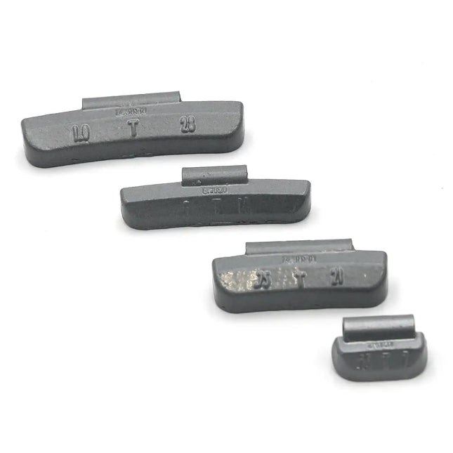 A2Z-T-SET - T 0.25, 0.50, 0.75, 1.0 oz Zinc Clip-on Wheel Weights - 25 Each - A2Z Tire Supplies