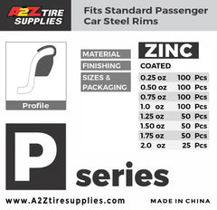 P zinc clip-on wheel weights for passenger steel rims