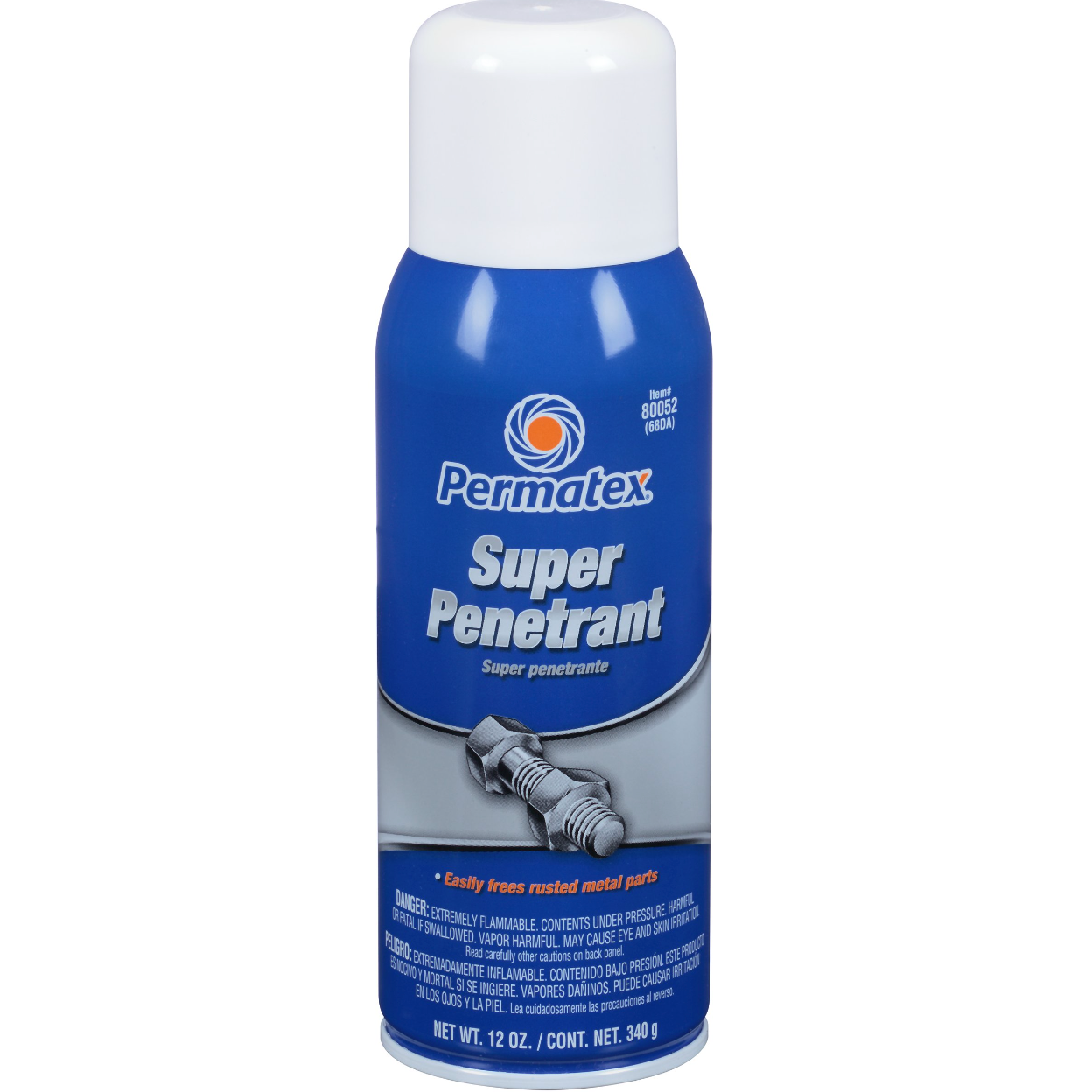 A can of Permatex 80052, 60DA  Super Penetrant, which is a rust penetrator 12oz aerosol can for loosening seized/rusted metal parts