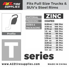 T zinc clip-on wheel weights for SUV and light truck steel rims